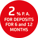 2 % p. a. for deposits for 6 and 12 months